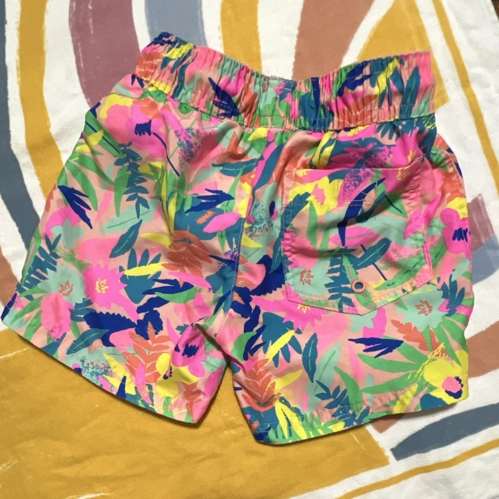 Cat & Jack Boys XS (4/5) Tropical Floral Swim Shorts Multicolor Lined
